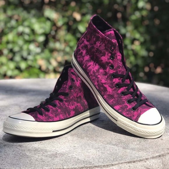 Converse Chuck 70 Hi Fuchsia Camo Denim Sneakers - Picture 9 of 9